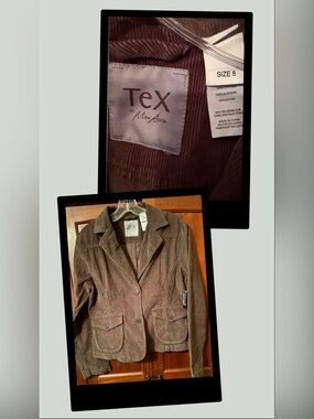 Tex by Max Azria Women's Army Green Corduroy Jacket #1413